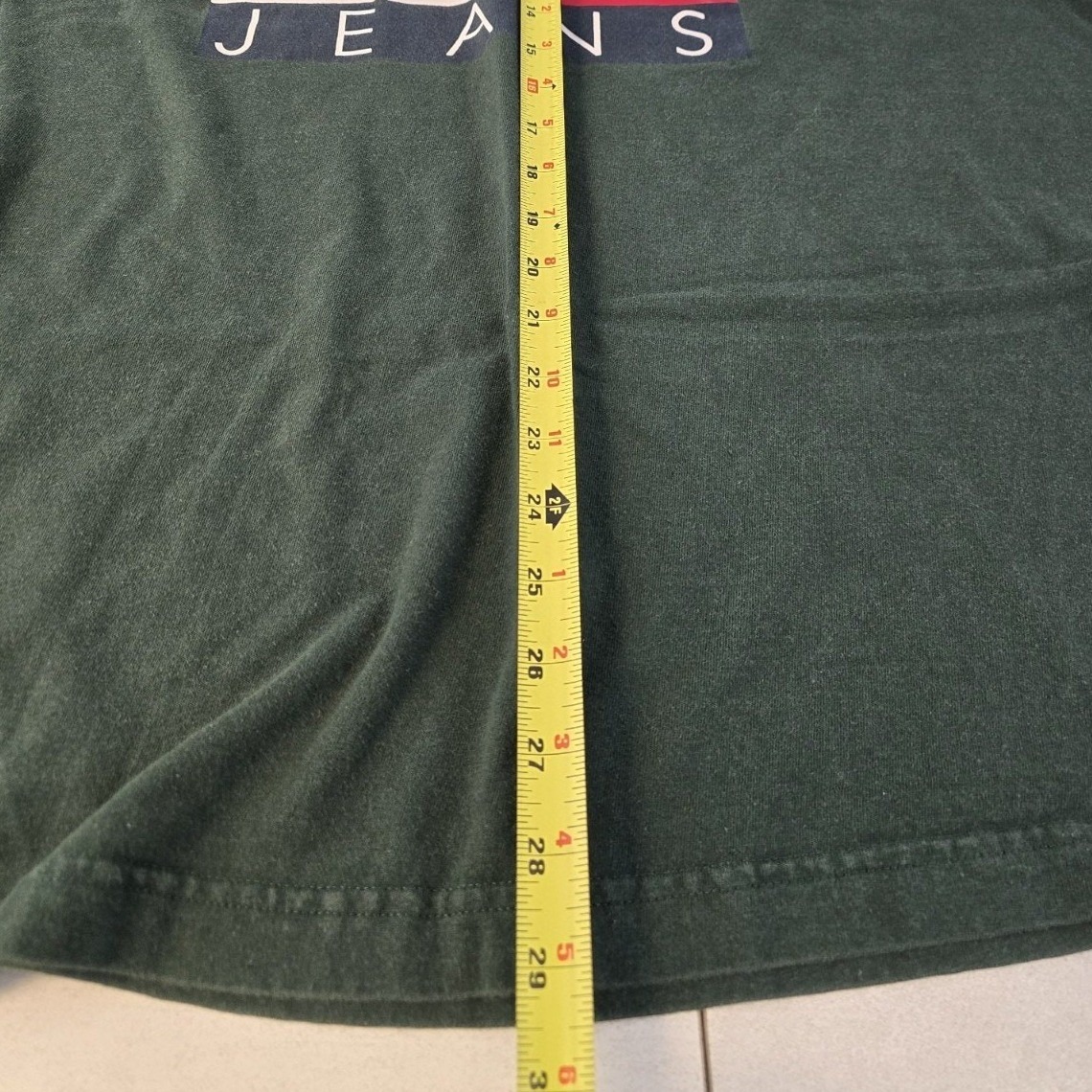 Vintage Tommy Hilfiger Tommy Jeans Graphic T-Shirt Xl Green Distressed 90s Logo — image 7 of 8